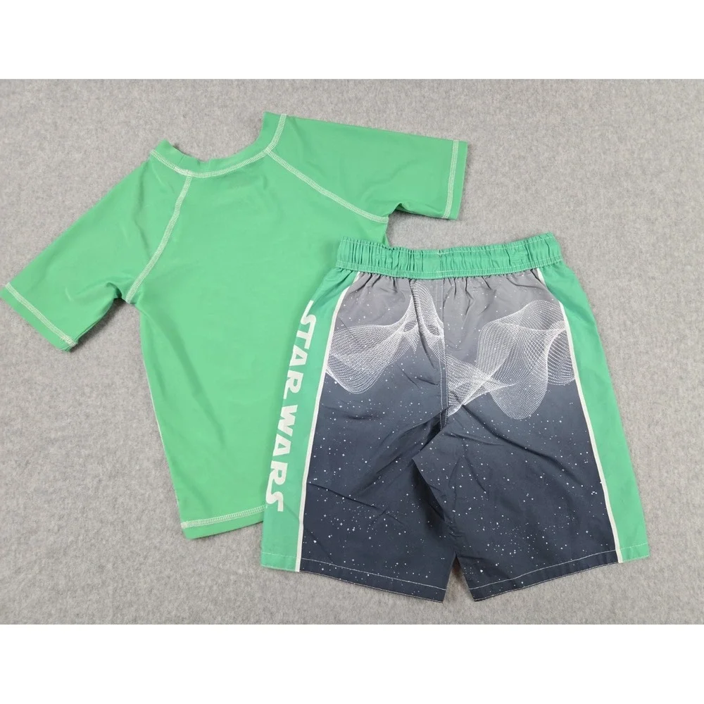 Star Wars Bathing Suit Boys 2 pc Swim Set‎ Size Large Rash Guard Top Trunks NWT